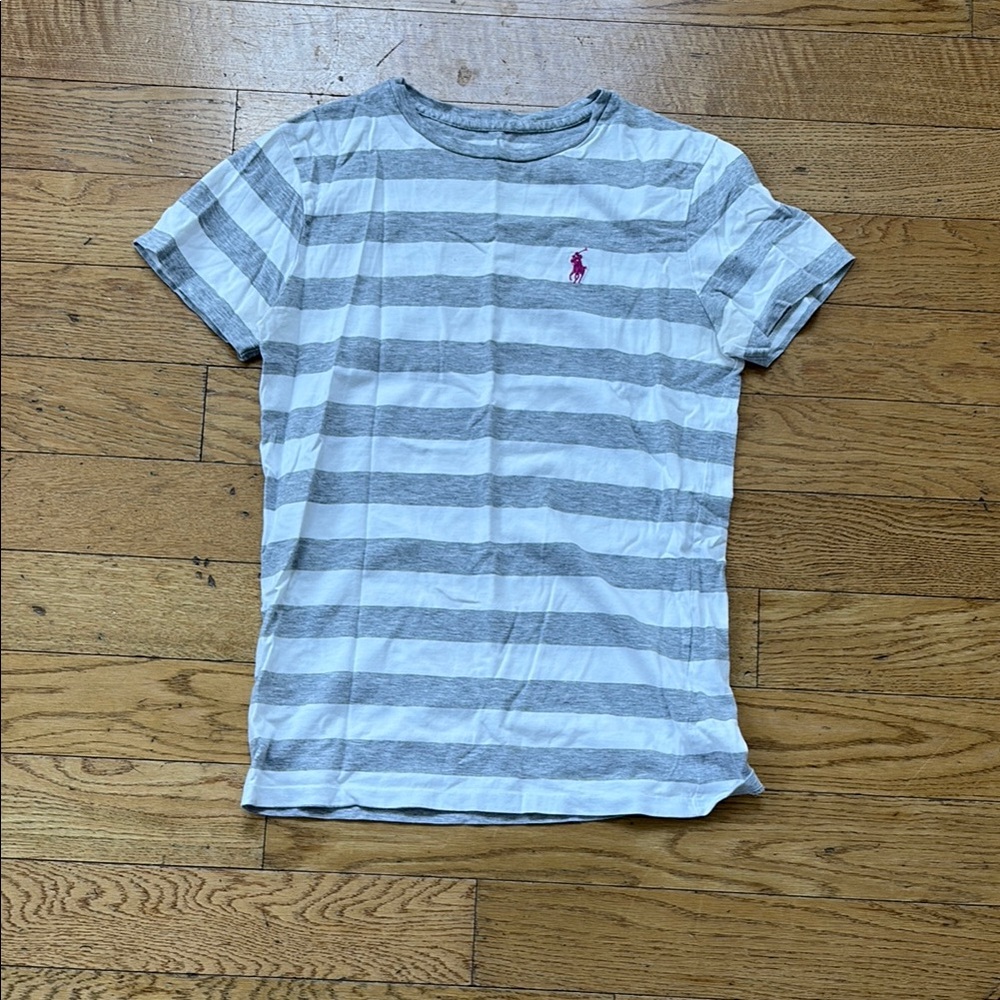 Striped Gray and White Kids Shirt